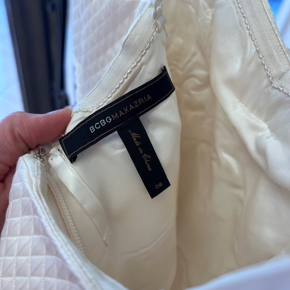 BCBGMAXAZRIA Strapless Cream Textured Dress | Size 8 | NWOT Optional Straps - Picture 12 of 12